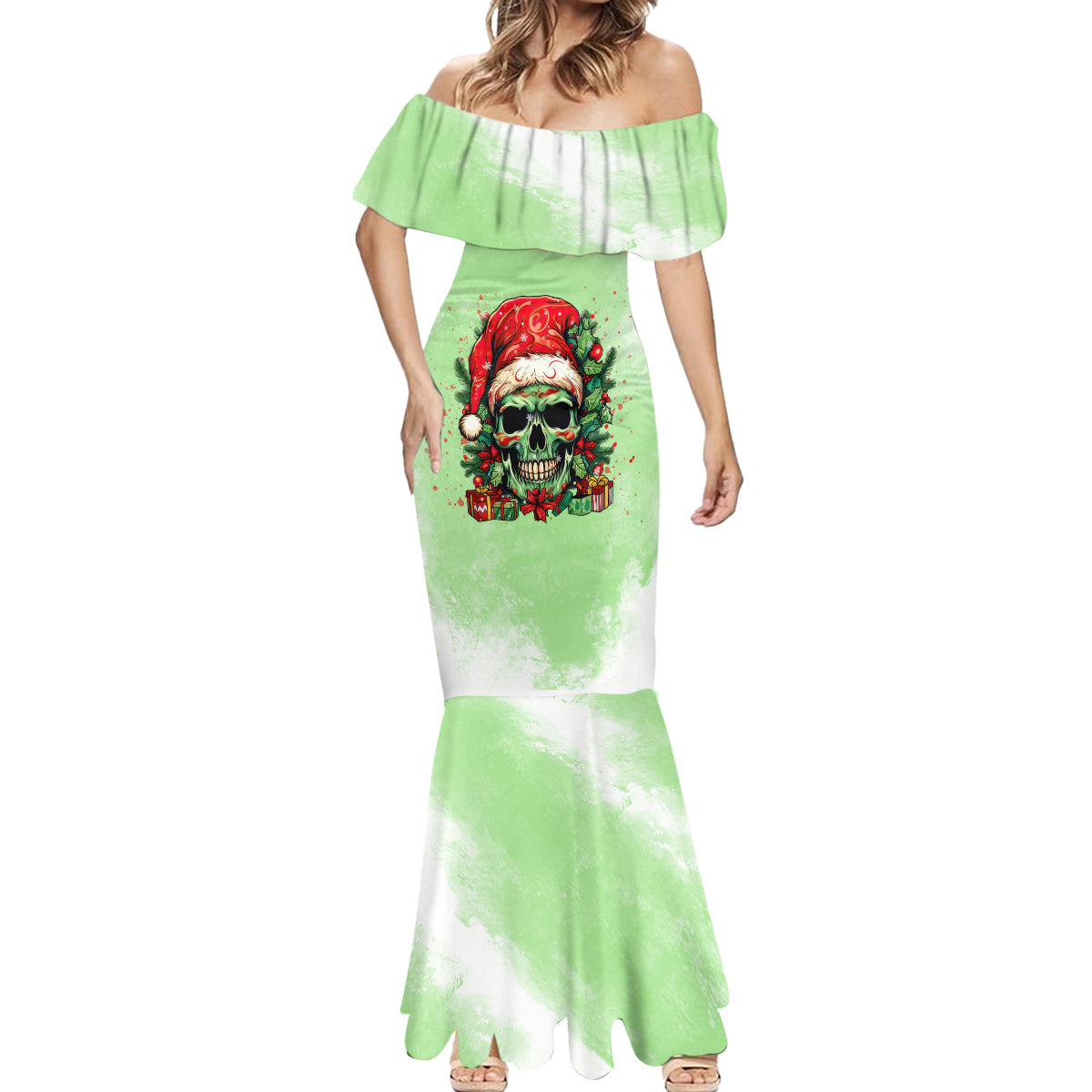 on-the-naughty-list-skull-christmas-mermaid-dress