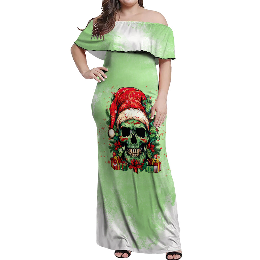 on-the-naughty-list-skull-christmas-off-shoulder-maxi-dress