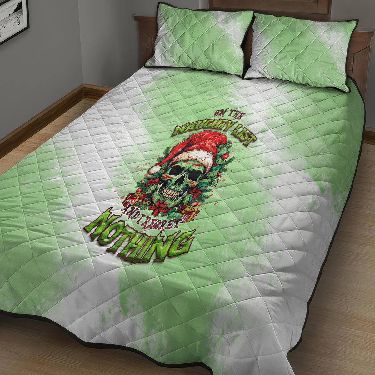 on-the-naughty-list-skull-christmas-quilt-bed-set