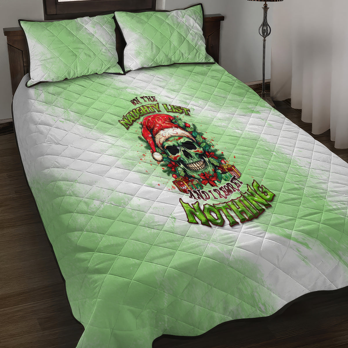 on-the-naughty-list-skull-christmas-quilt-bed-set