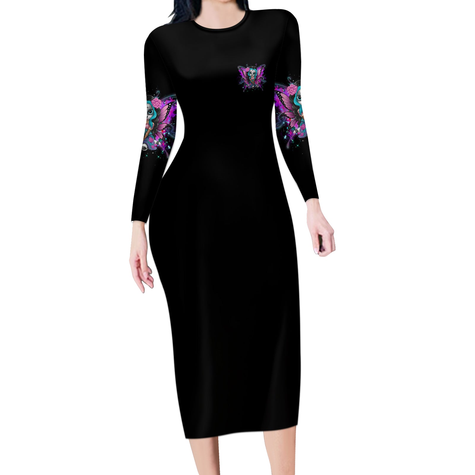 karma-fairy-sugar-skull-long-sleeve-bodycon-dress