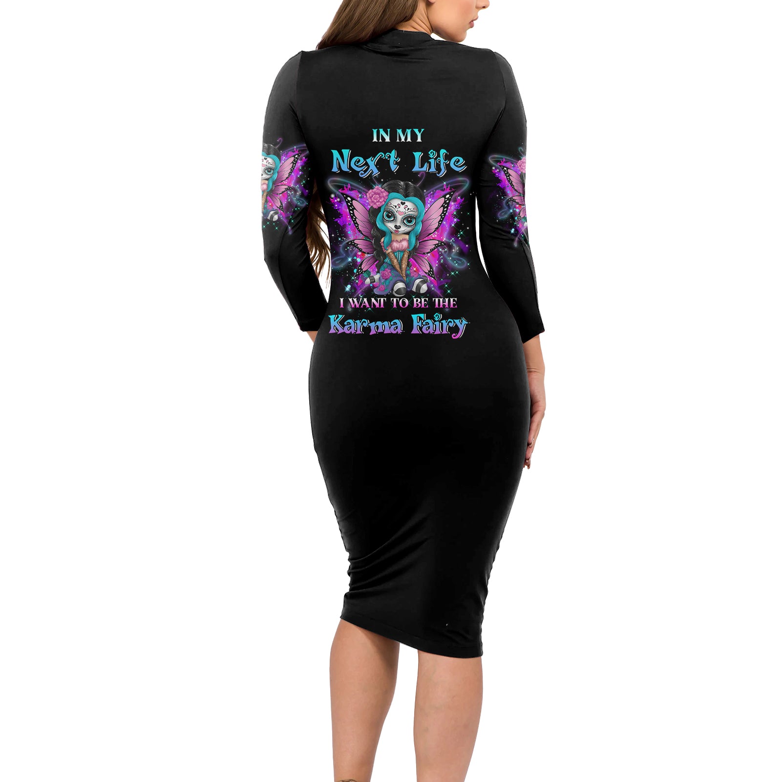 karma-fairy-sugar-skull-long-sleeve-bodycon-dress