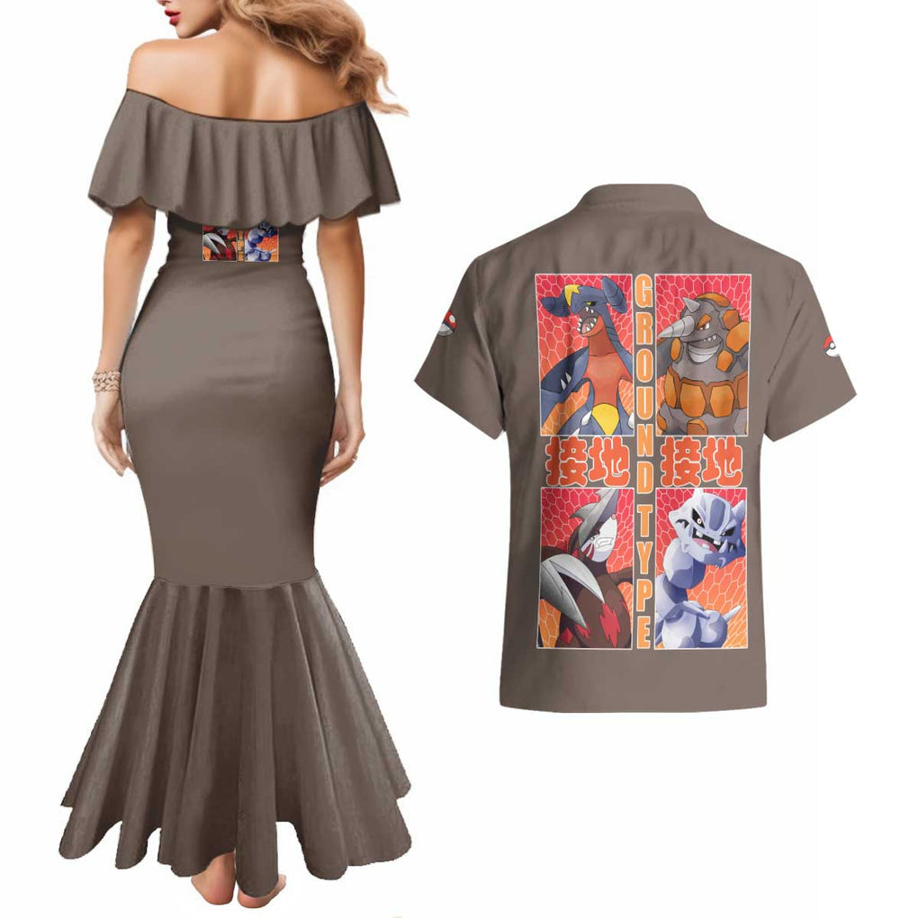 Ground Type Poke Couples Matching Mermaid Dress and Hawaiian Shirt Japan Anime Style