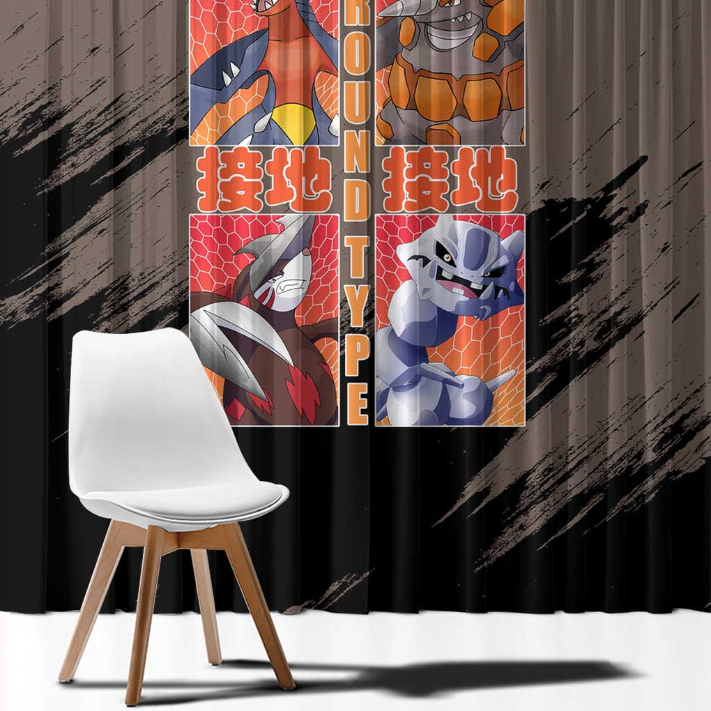 Ground Type Poke Window Curtain Japan Anime Style