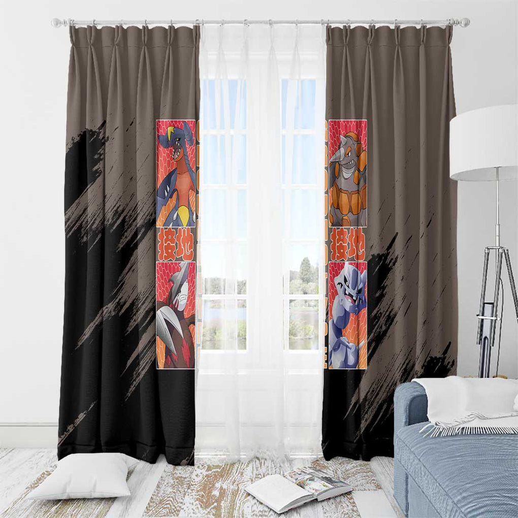 Ground Type Poke Window Curtain Japan Anime Style