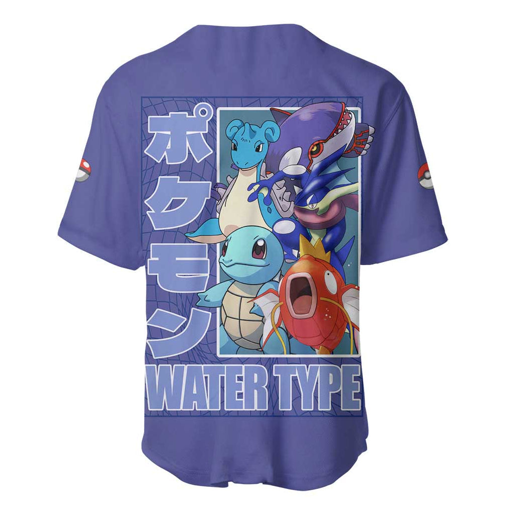Water Type Poke Baseball Jersey Japan Anime Style