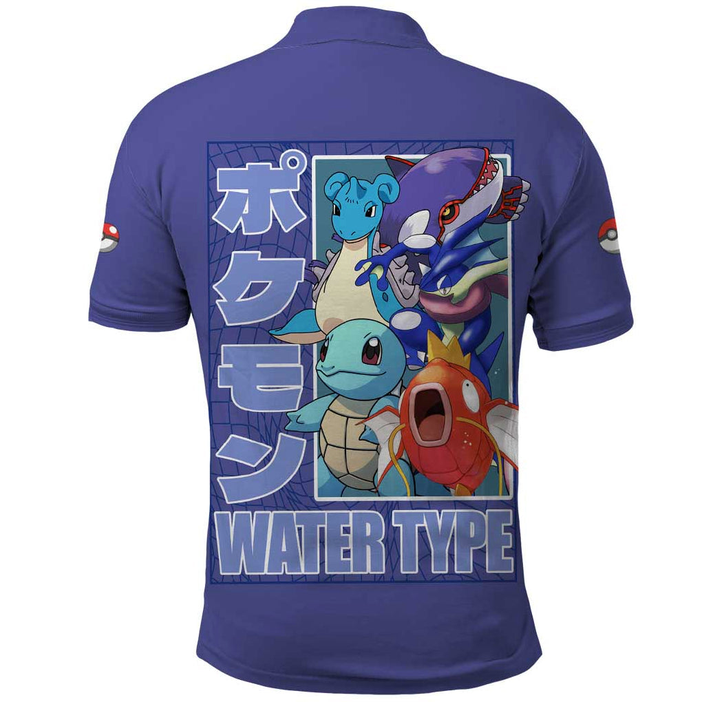 Water Type Poke Polo Shirt Japan Anime Style