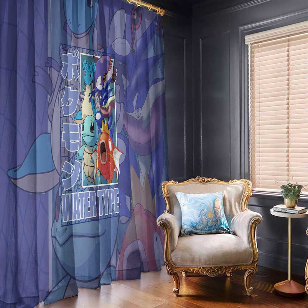 Water Type Poke Window Curtain Japan Anime Style