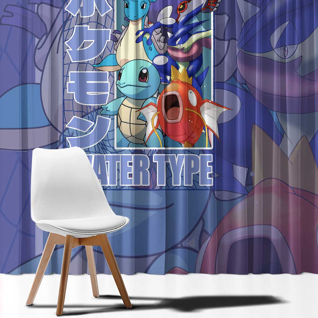 Water Type Poke Window Curtain Japan Anime Style