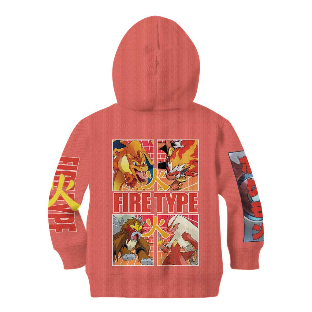 Fire Type Poke Kid Hoodie Japan Anime Style
