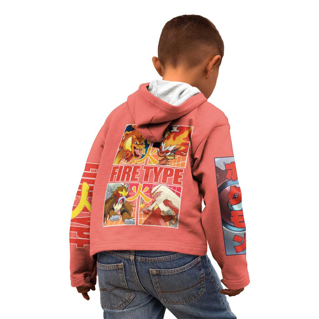Fire Type Poke Kid Hoodie Japan Anime Style