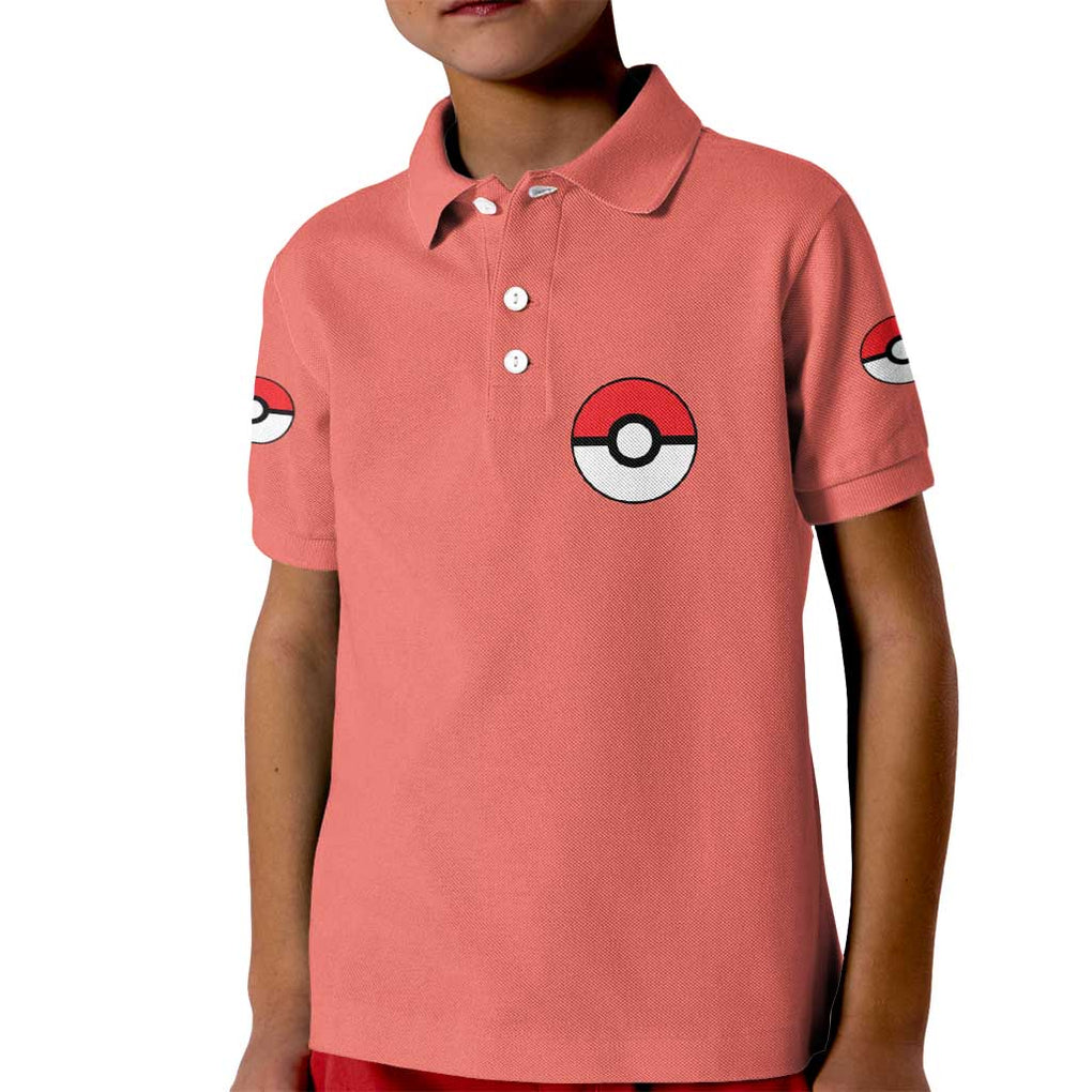 Fire Type Poke Kid Polo Shirt Japan Anime Style