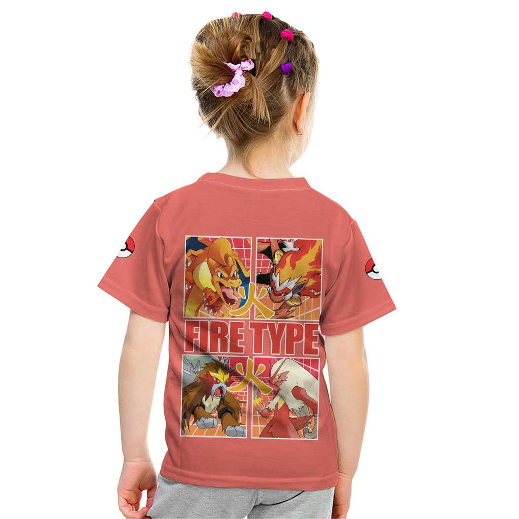 Fire Type Poke Kid T Shirt Japan Anime Style