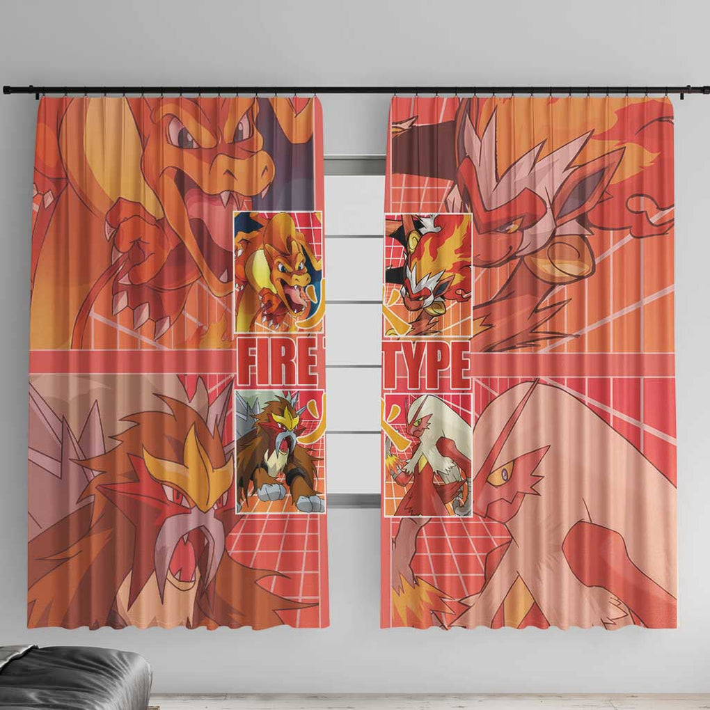 Fire Type Poke Window Curtain Japan Anime Style