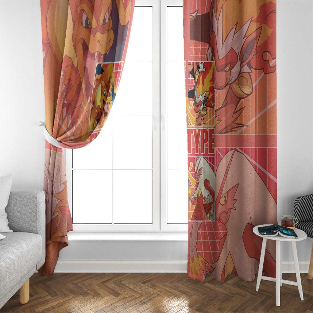 Fire Type Poke Window Curtain Japan Anime Style