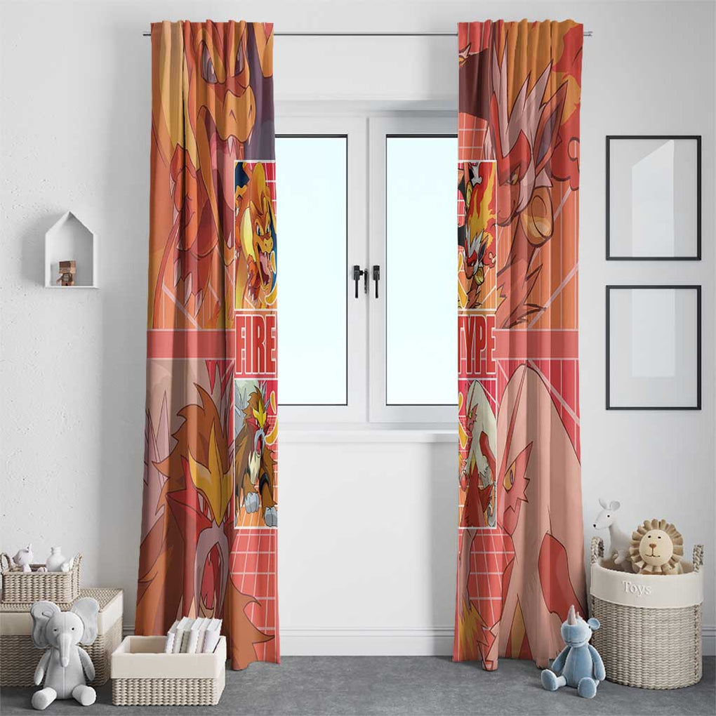 Fire Type Poke Window Curtain Japan Anime Style