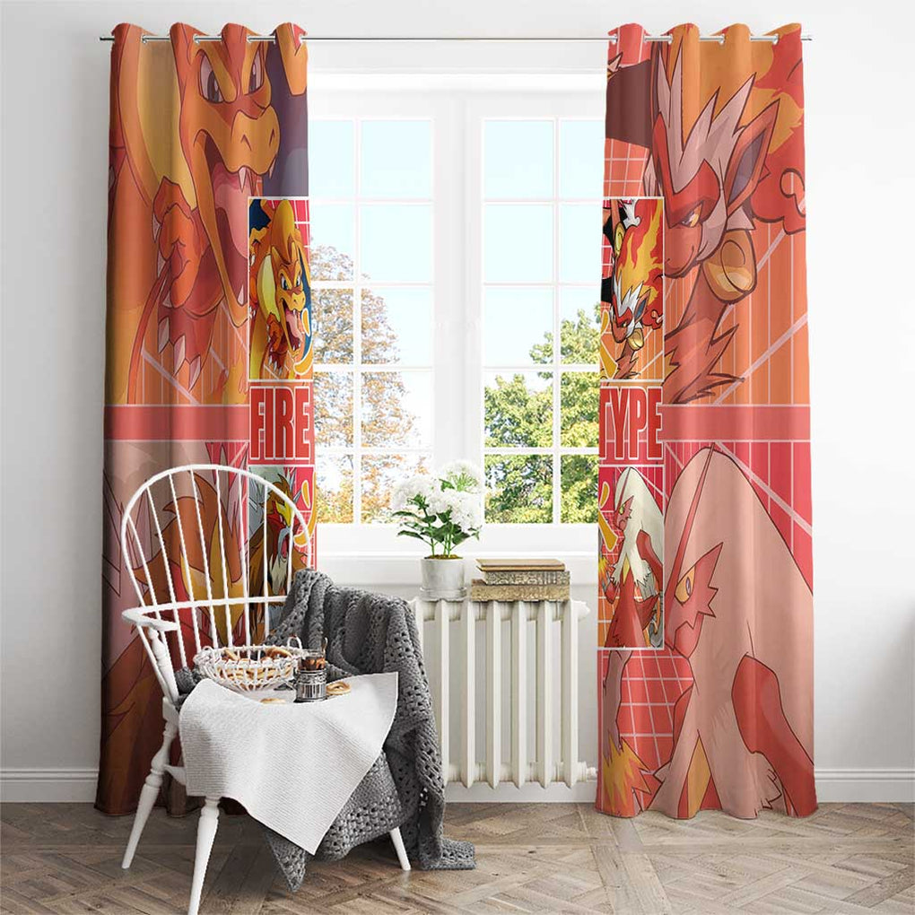 Fire Type Poke Window Curtain Japan Anime Style