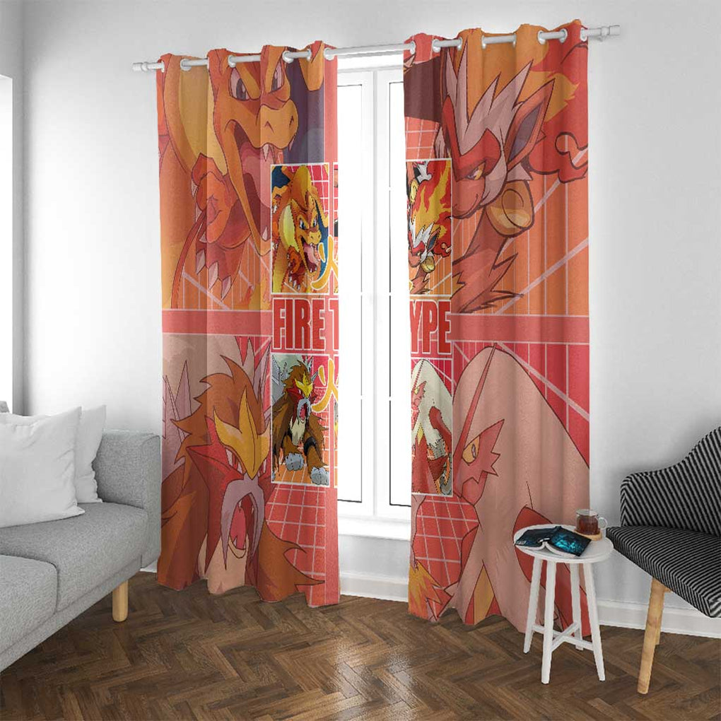 Fire Type Poke Window Curtain Japan Anime Style