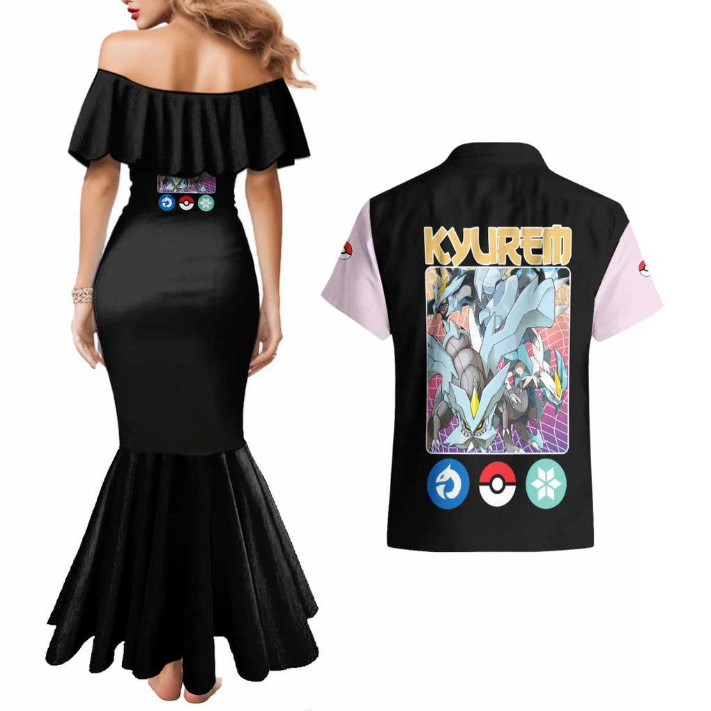 Kyurem Poke Couples Matching Mermaid Dress and Hawaiian Shirt Japan Anime Style