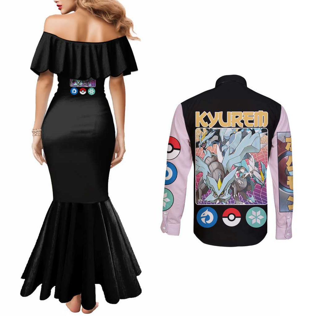 Kyurem Poke Couples Matching Mermaid Dress and Long Sleeve Button Shirt Japan Anime Style
