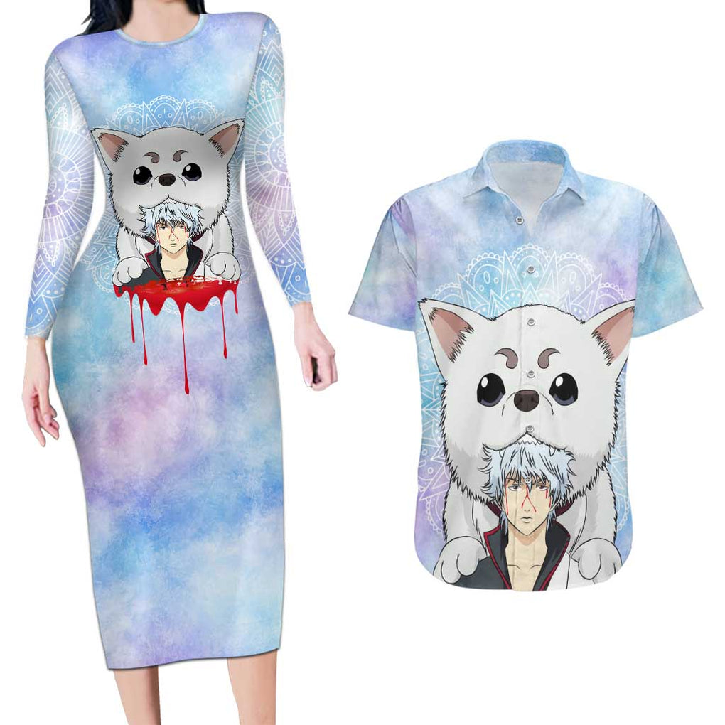 Gintoki and Sadaharu Gintama Couples Matching Long Sleeve Bodycon Dress and Hawaiian Shirt Mable Style