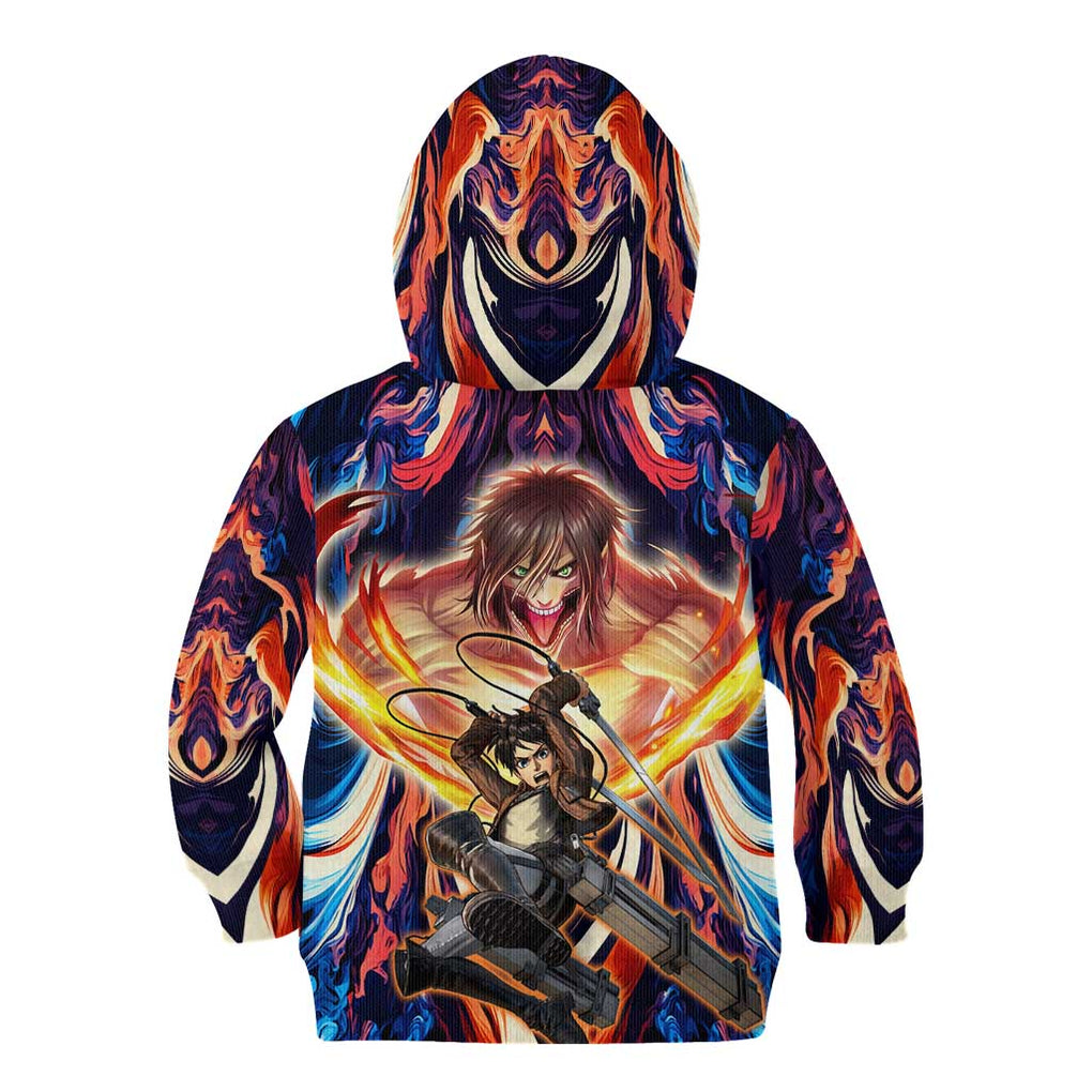 Trippy Eren Yeager Attack on Titan Kid Hoodie Trippy Style