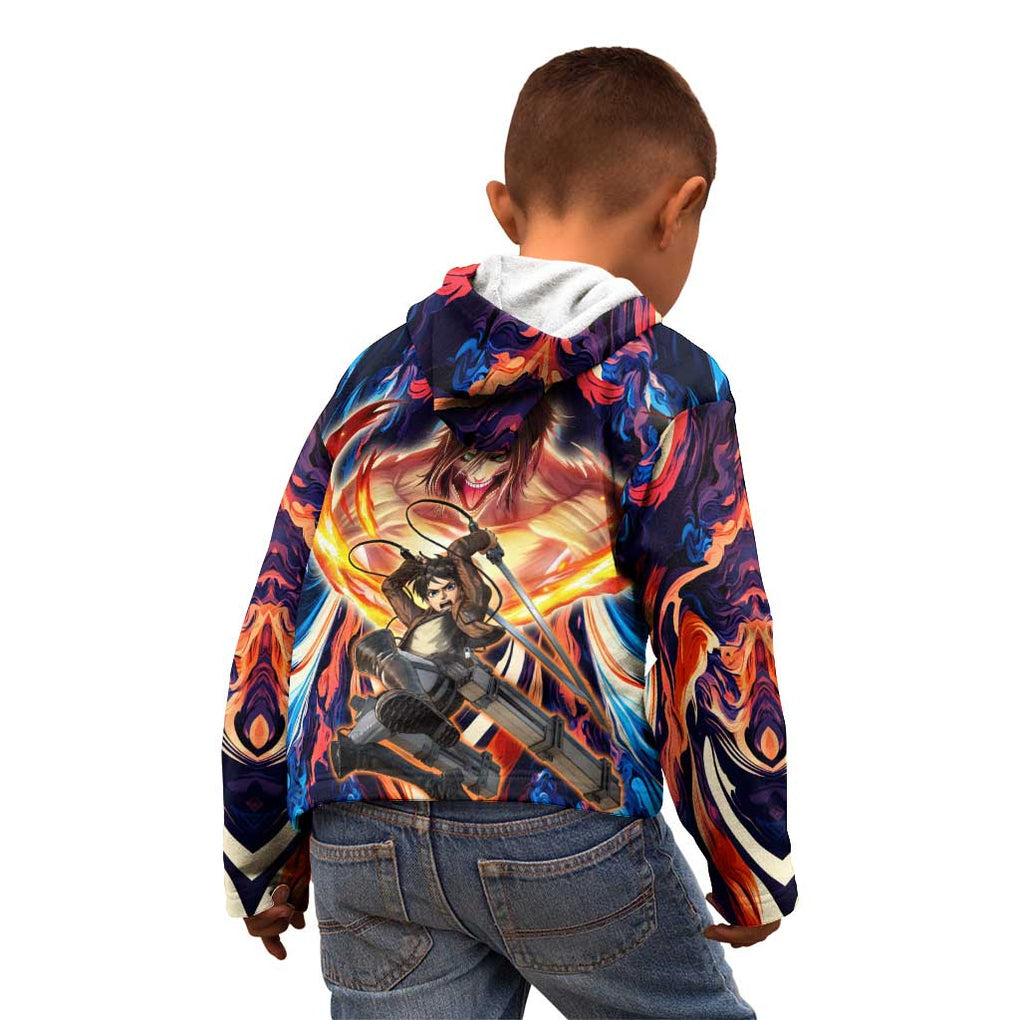 Trippy Eren Yeager Attack on Titan Kid Hoodie Trippy Style