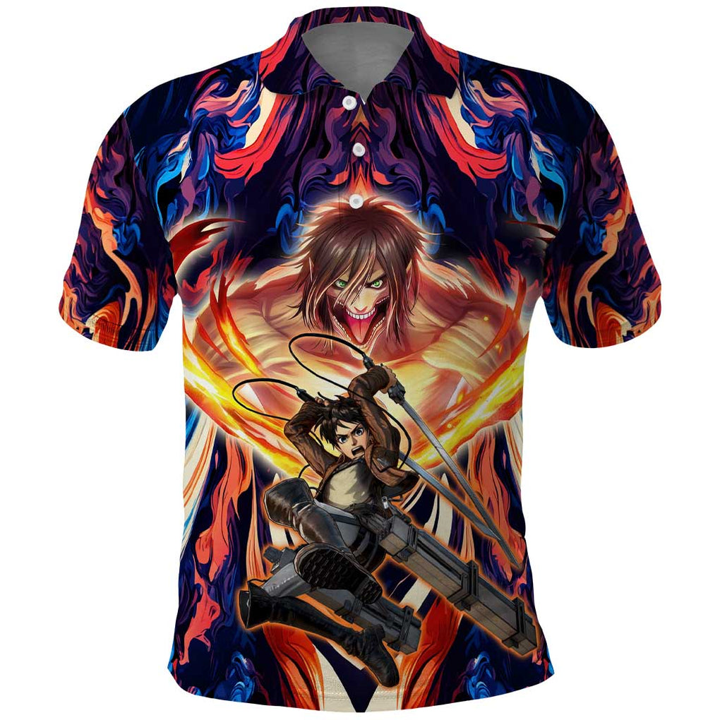 Trippy Eren Yeager Attack on Titan Polo Shirt Trippy Style
