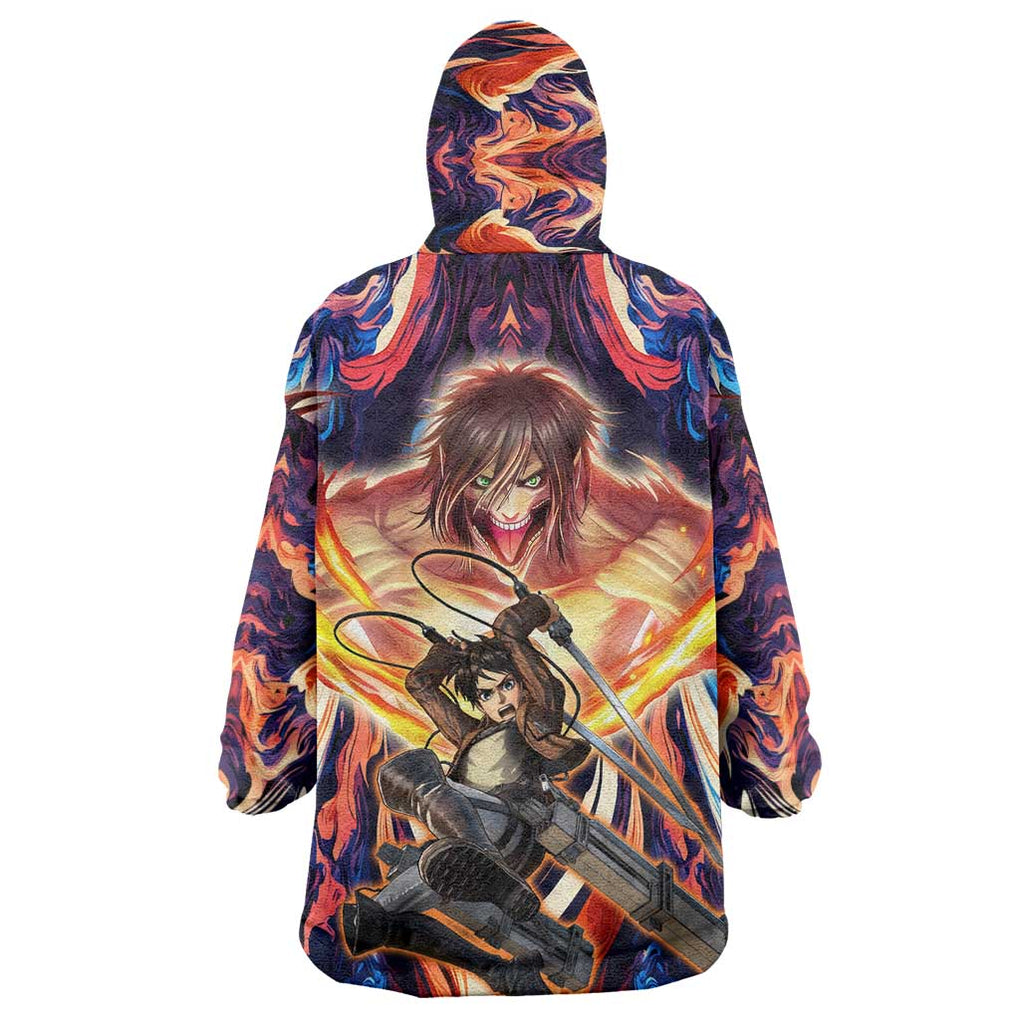 Trippy Eren Yeager Attack on Titan Wearable Blanket Hoodie Trippy Style