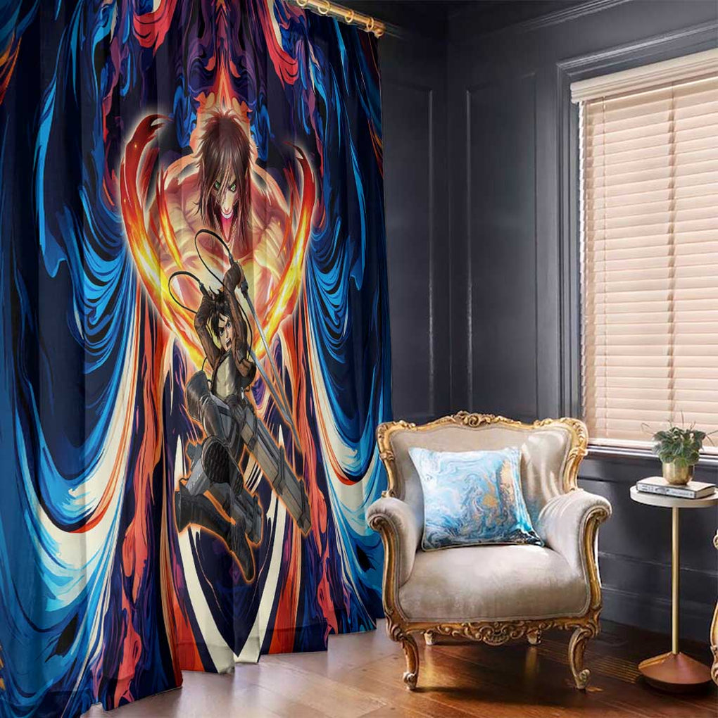 Trippy Eren Yeager Attack on Titan Window Curtain Trippy Style