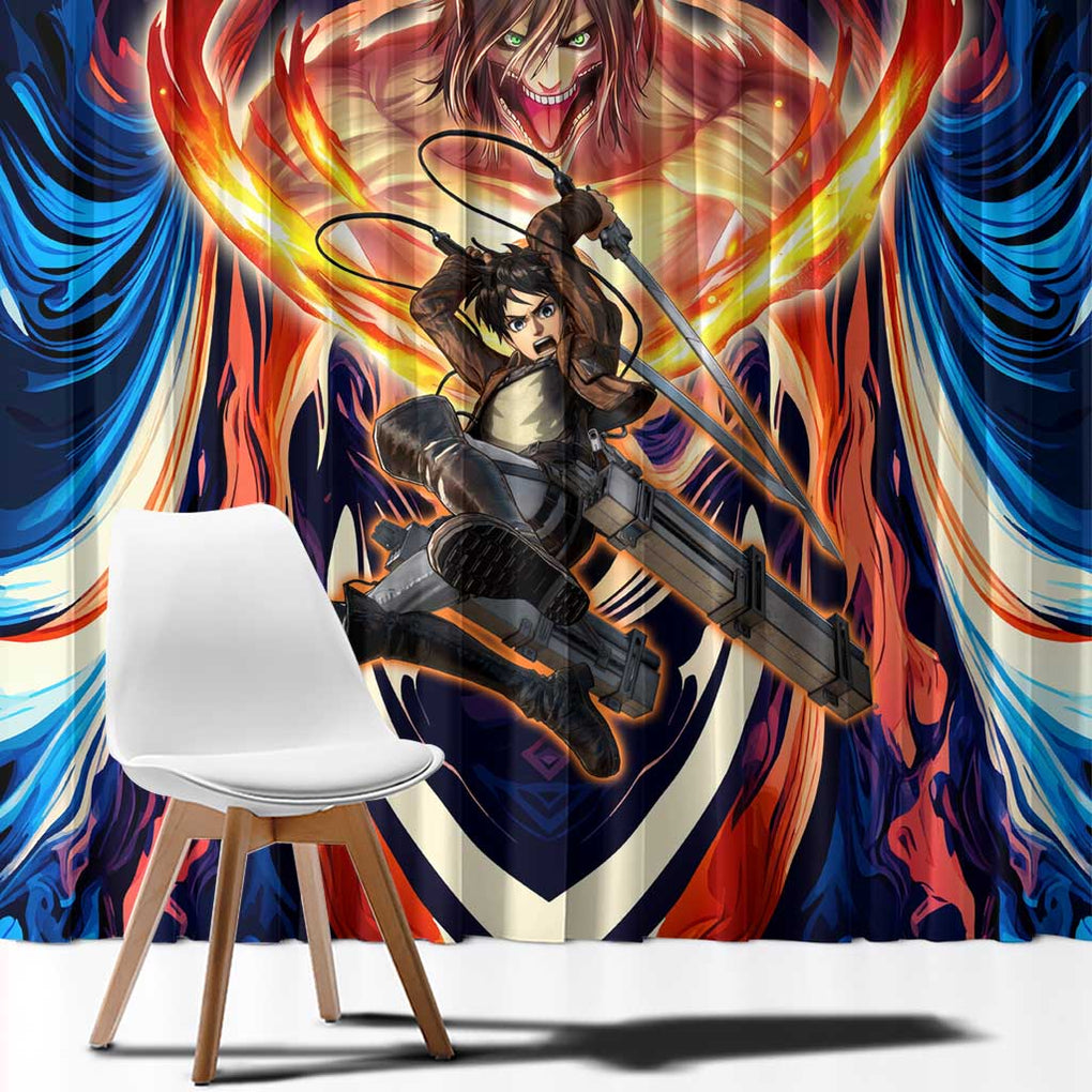 Trippy Eren Yeager Attack on Titan Window Curtain Trippy Style