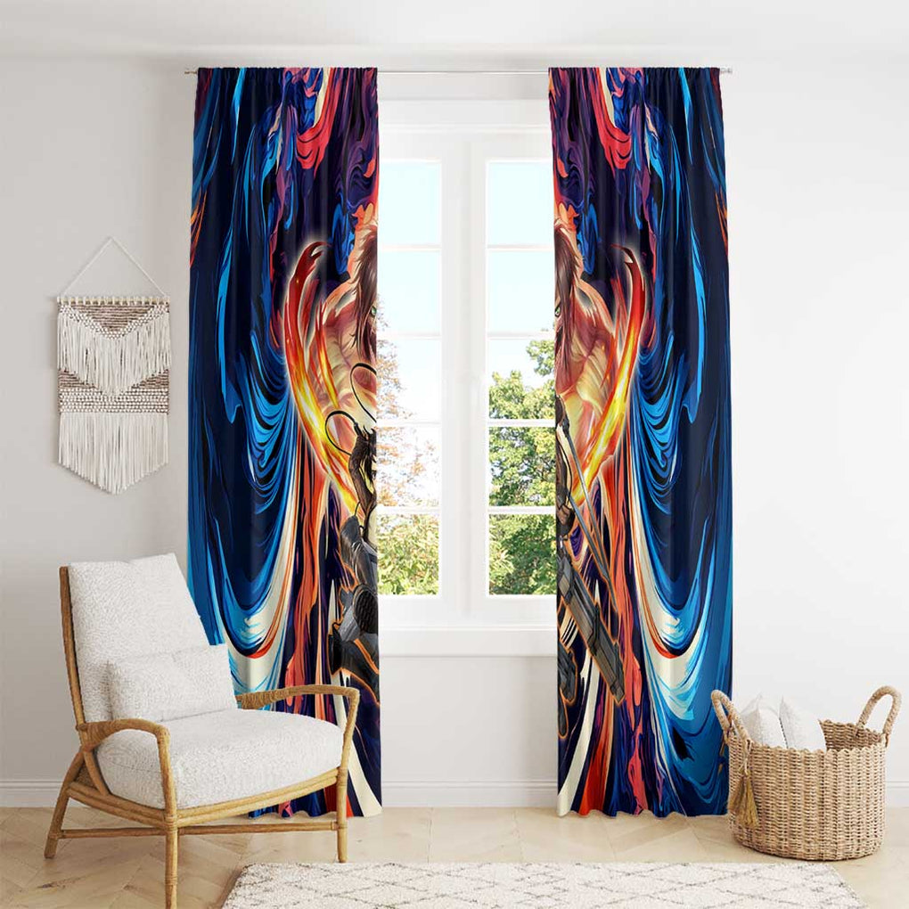 Trippy Eren Yeager Attack on Titan Window Curtain Trippy Style