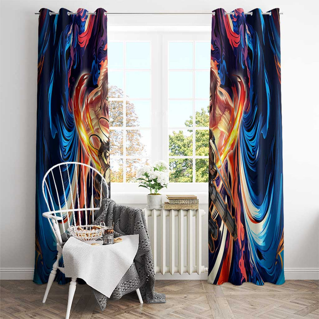 Trippy Eren Yeager Attack on Titan Window Curtain Trippy Style