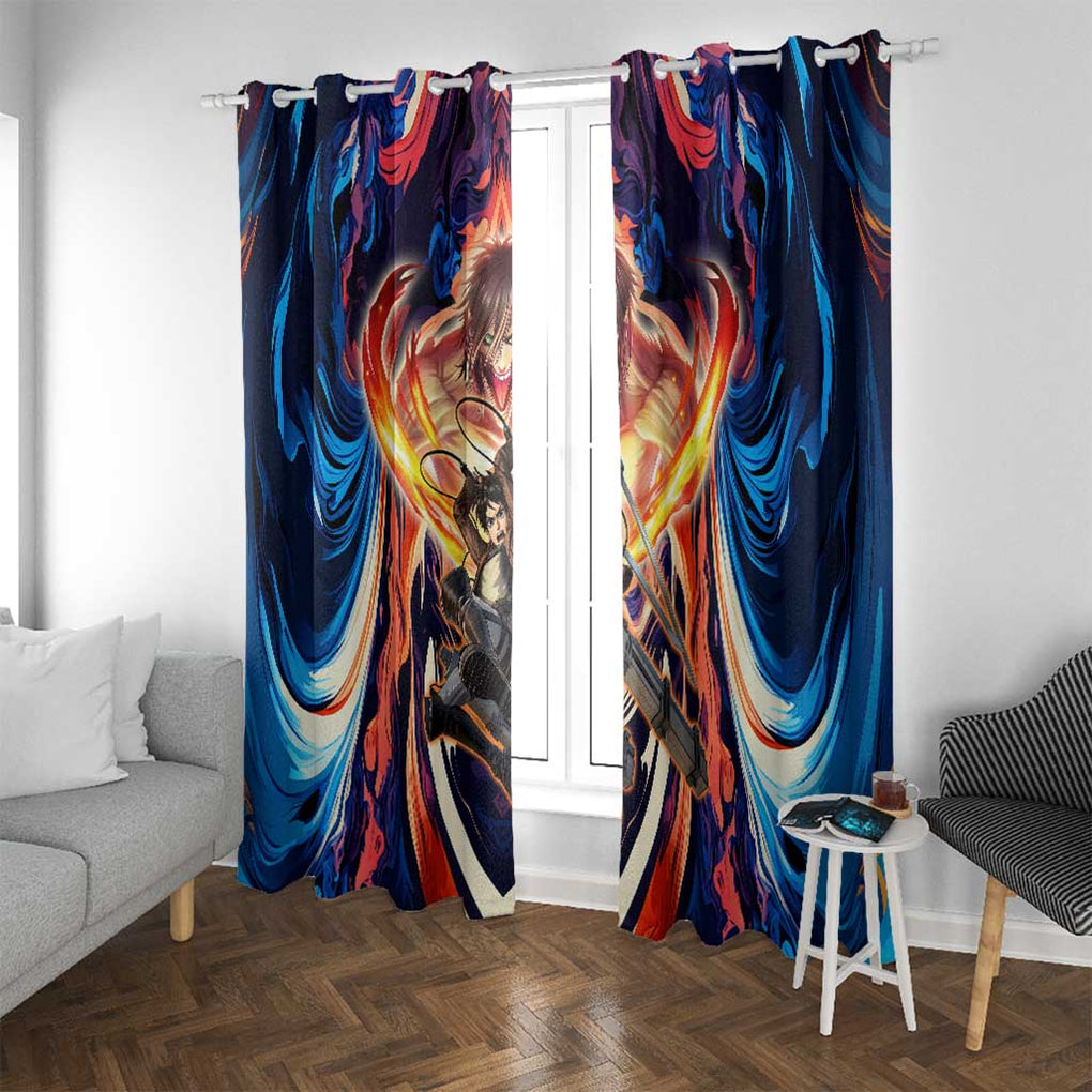 Trippy Eren Yeager Attack on Titan Window Curtain Trippy Style