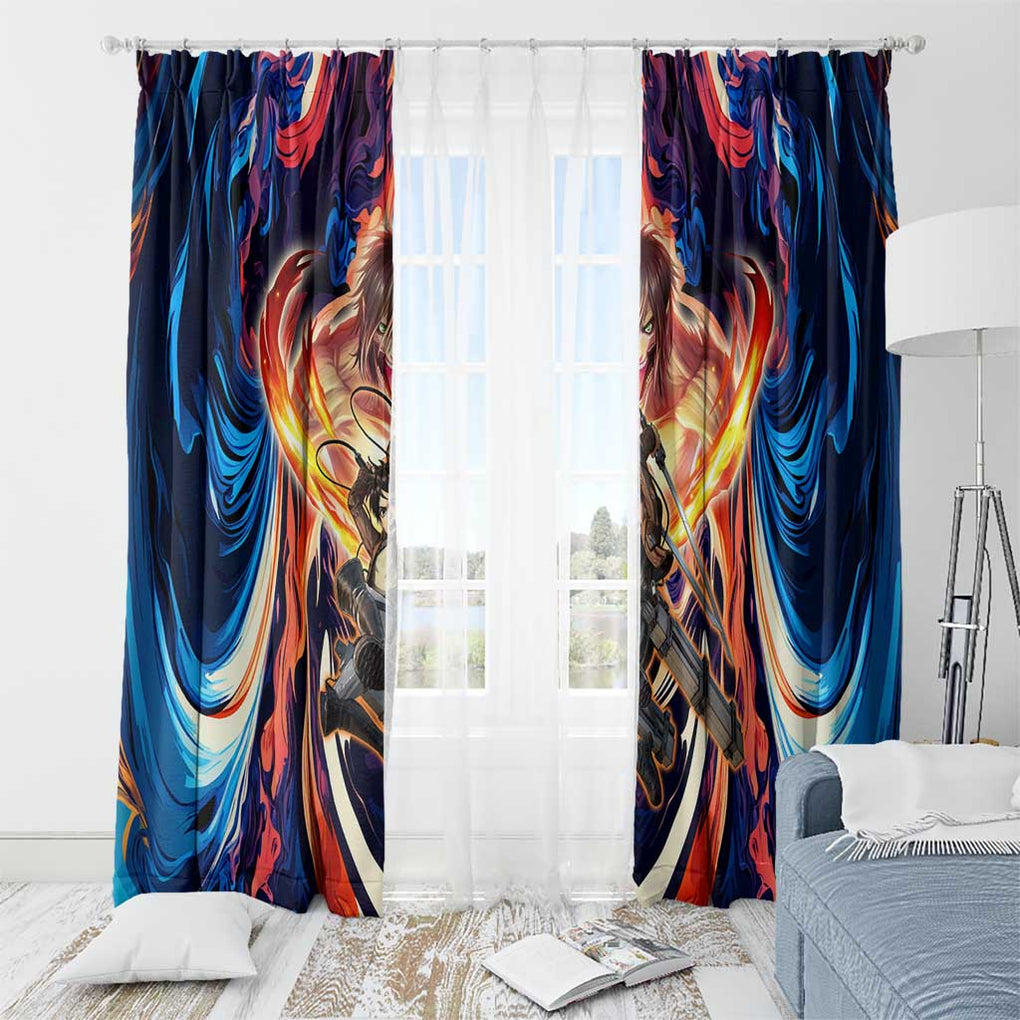 Trippy Eren Yeager Attack on Titan Window Curtain Trippy Style