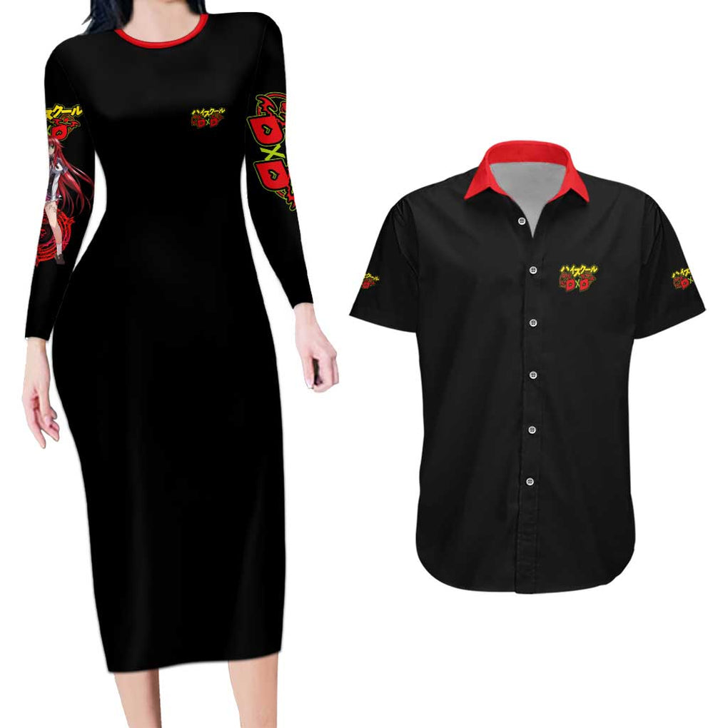High School DXD Couples Matching Long Sleeve Bodycon Dress and Hawaiian Shirt Anime Style