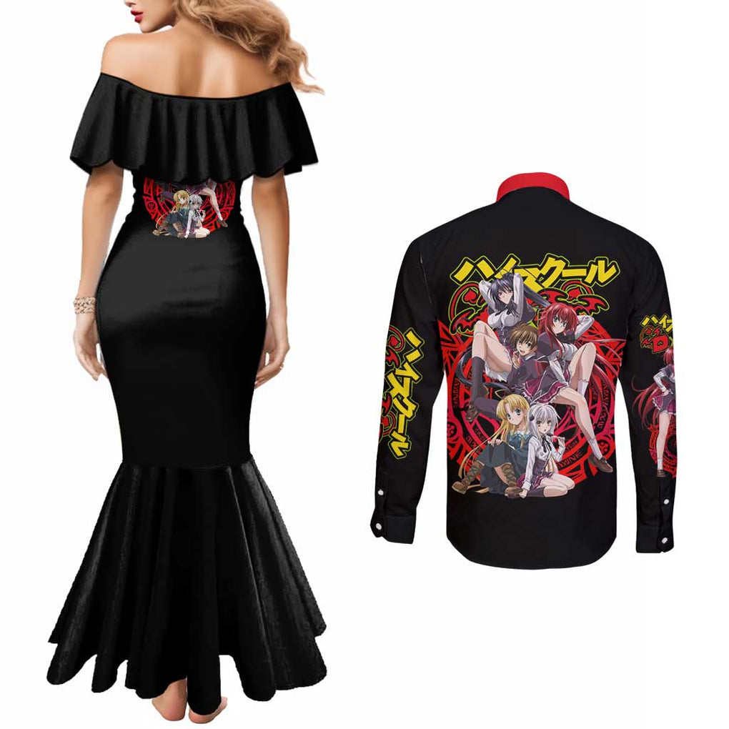 High School DXD Couples Matching Mermaid Dress and Long Sleeve Button Shirt Anime Style