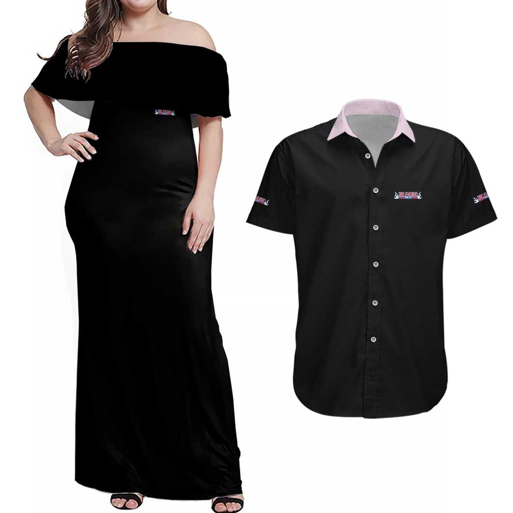 Arrancar Invasion Bleach Couples Matching Off Shoulder Maxi Dress and Hawaiian Shirt Japan Anime Style