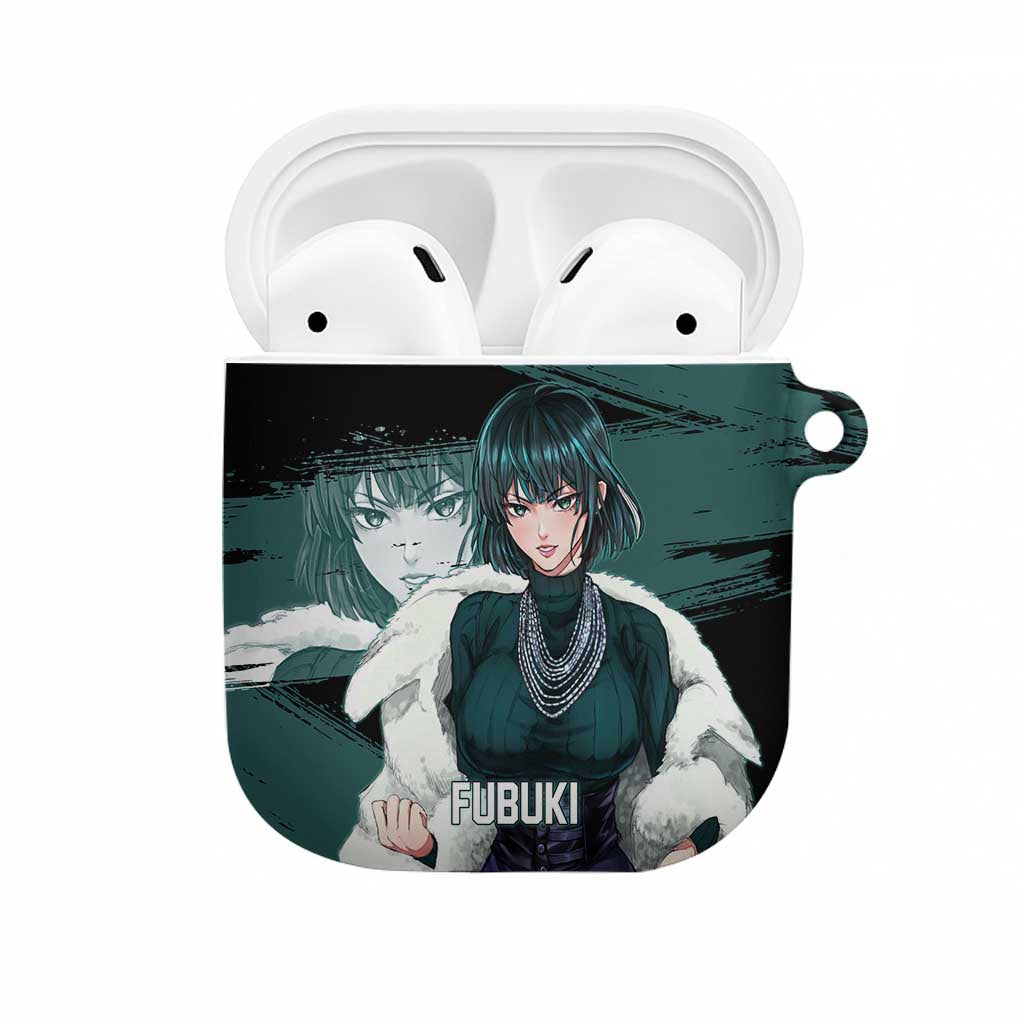 Fubuki One Punch Man Anime Teal and Black Theme AirPods Case with Elegant Psychic Pose and Cool Urban Style - The Mazicc