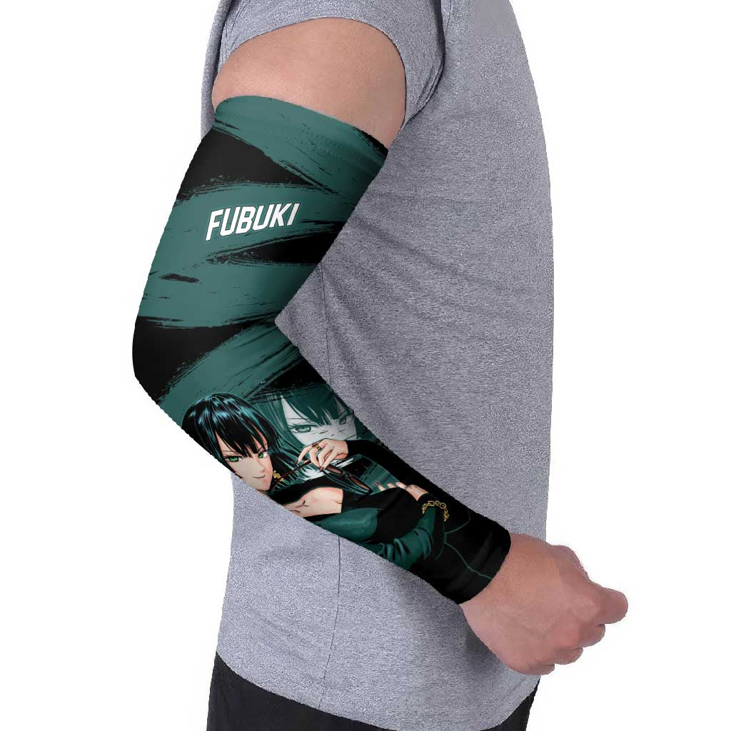 Fubuki One Punch Man Anime Teal and Black Theme Arm Sleeves with Elegant Psychic Pose and Cool Urban Style - The Mazicc