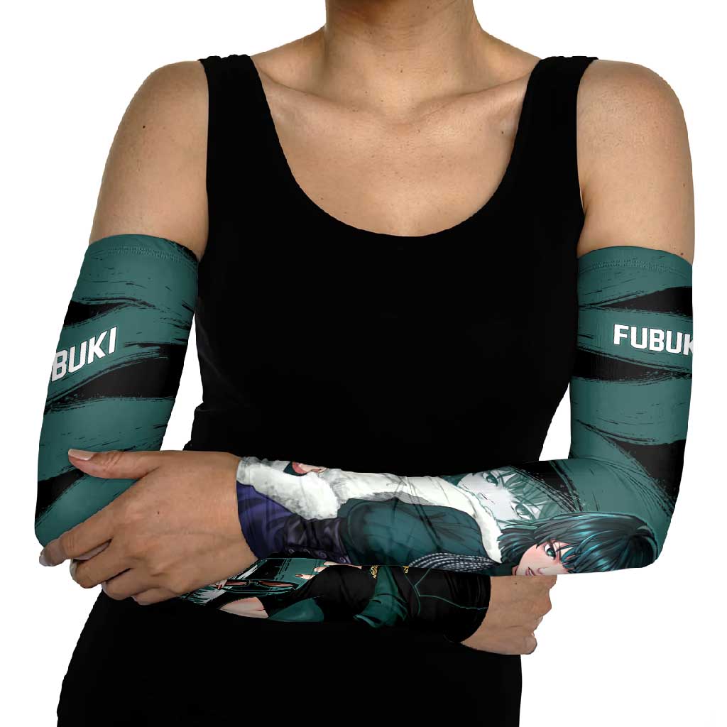 Fubuki One Punch Man Anime Teal and Black Theme Arm Sleeves with Elegant Psychic Pose and Cool Urban Style - The Mazicc