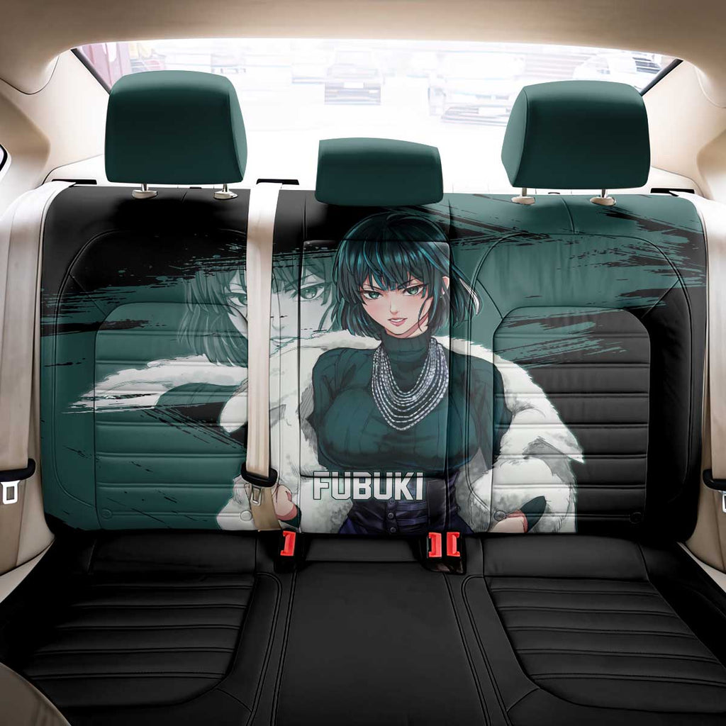Fubuki One Punch Man Anime Teal and Black Theme Back Car Seat Cover with Elegant Psychic Pose and Cool Urban Style - The Mazicc