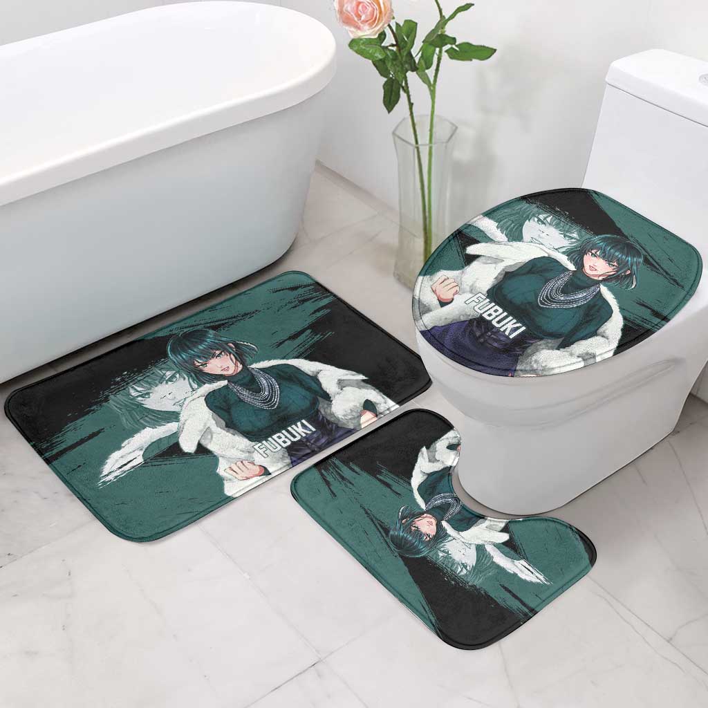 Fubuki One Punch Man Anime Teal and Black Theme Bathroom Set with Elegant Psychic Pose and Cool Urban Style - The Mazicc