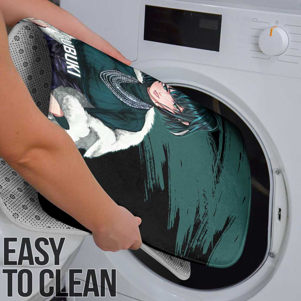 Fubuki One Punch Man Anime Teal and Black Theme Bathroom Set with Elegant Psychic Pose and Cool Urban Style - The Mazicc
