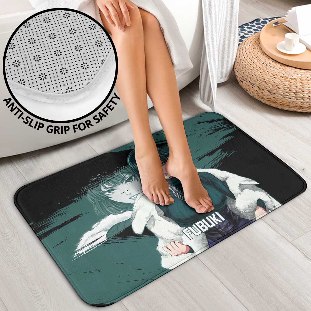 Fubuki One Punch Man Anime Teal and Black Theme Bathroom Set with Elegant Psychic Pose and Cool Urban Style - The Mazicc