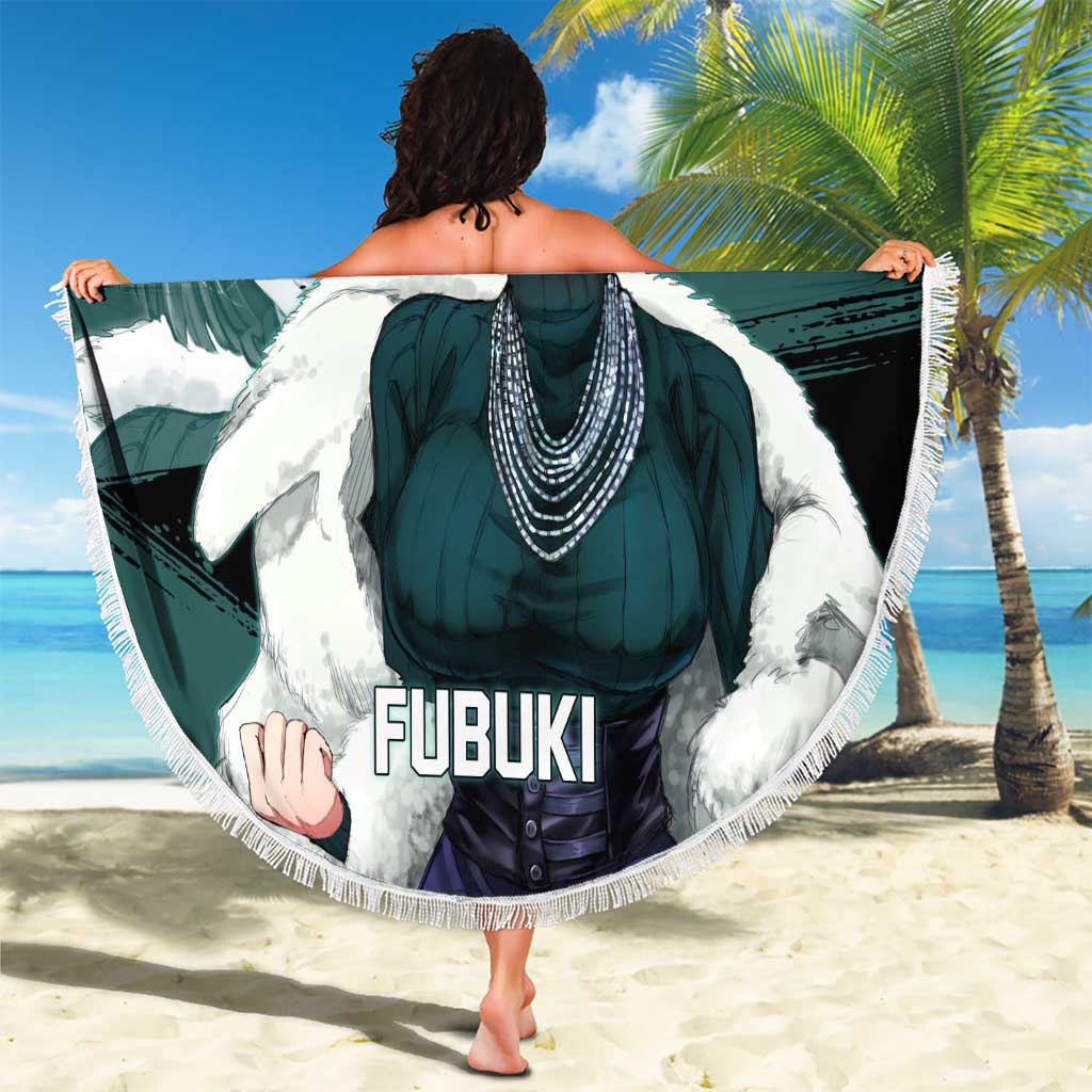 Fubuki One Punch Man Anime Teal and Black Theme Beach Blanket with Elegant Psychic Pose and Cool Urban Style - The Mazicc
