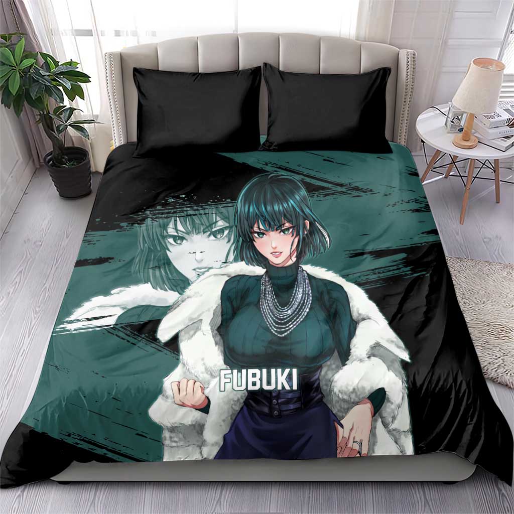 Fubuki One Punch Man Anime Teal and Black Theme Bedding Set with Elegant Psychic Pose and Cool Urban Style - The Mazicc