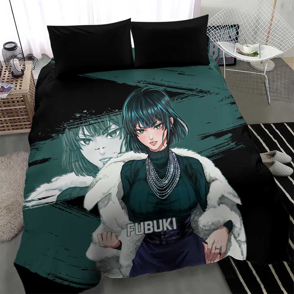 Fubuki One Punch Man Anime Teal and Black Theme Bedding Set with Elegant Psychic Pose and Cool Urban Style - The Mazicc