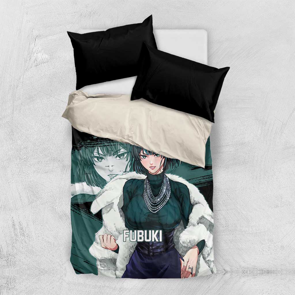 Fubuki One Punch Man Anime Teal and Black Theme Bedding Set with Elegant Psychic Pose and Cool Urban Style - The Mazicc