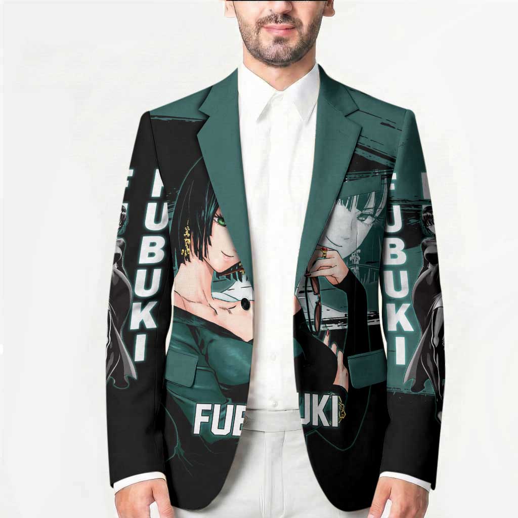 Fubuki One Punch Man Anime Teal and Black Theme Blazer with Elegant Psychic Pose and Cool Urban Style - The Mazicc